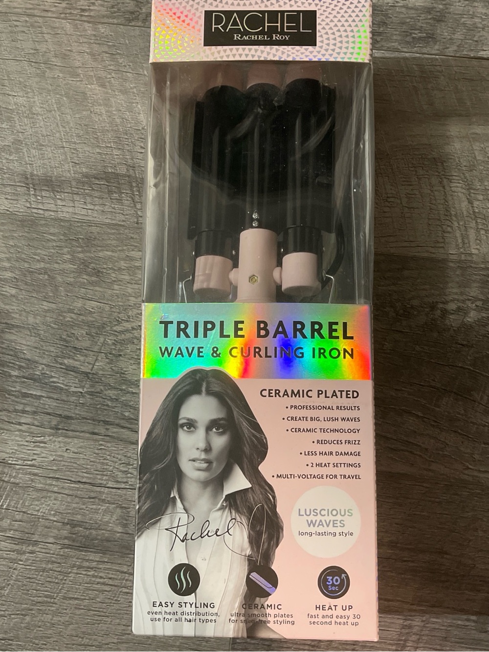 RACHEL Rachel Roy Triple Barrel Wave & Curling Iron - Black with Pink Accents